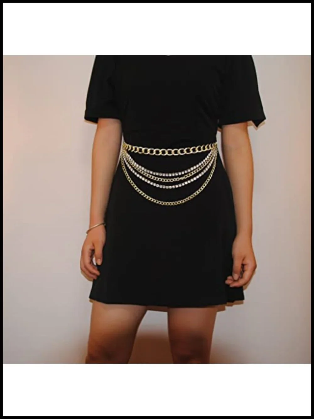 Multilayer Chain Belt Rhinestone Metal Punk Gold Waist Chain